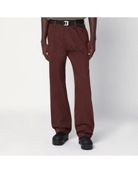 Stone Island - Tobacco-Coloured Cotton Blend Trousers - Lyst