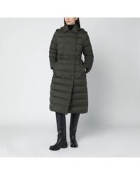 Burberry - Dark Double-Breasted Padded Coat With Belt - Lyst