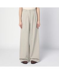 Palm Angels - Beigefarbene Weite Hose Aus Baumwolle - Lyst