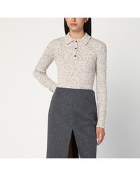 Prada - Ribbed Wool And Linen Polo Shirt - Lyst