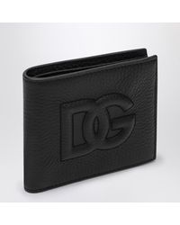 Dolce & Gabbana - Portafoglio in pelle nera con logo in rilievo - Lyst