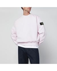 Stone Island - Übergroßes Rosafarbenes Sweatshirt Mit Rundhalsausschnitt - Lyst