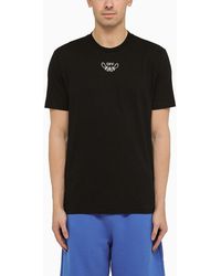 Off-White c/o Virgil Abloh - T-shirt nera in cotone con ricamo logo - Lyst