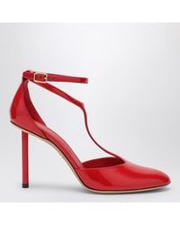 Ferragamo - T-Strap Patent Leather Pumps - Lyst