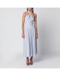 Alessandra Rich - Silk Midi Dress With Polka Dots - Lyst