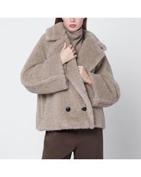 Max Mara - Sandfarbener Teddy-Mantel Aus Alpaka Und Kaschmir - Lyst
