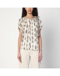Isabel Marant - Blusa écru/nera in seta - Lyst