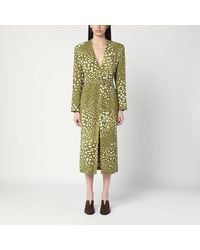 Dries Van Noten - Dress With Belt And Khaki Green Print - Lyst
