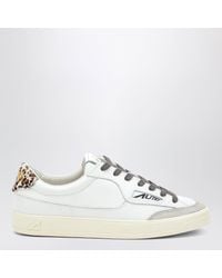 Autry - Weiß/Leopardengemusterte Windscape Low Sneakers Aus Leder - Lyst