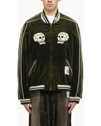 Maison Mihara Yasuhiro - Green Cotton Bomber Jacket With Embroideries - Lyst