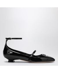 Miu Miu - Schwarzer Dekolleté-Schuh Aus Lackleder Mit Logo - Lyst