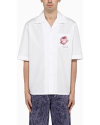 Marni - Cotton Bowling Shirt With Flower Appliqué - Lyst