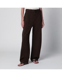 Lemaire - Cotton Trousers With Belt - Lyst