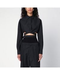 Alaïa - Dark Cotton Crossover Shirt - Lyst