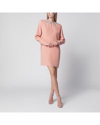 Valentino - Silk Short Dress With Embroidered Bows - Lyst