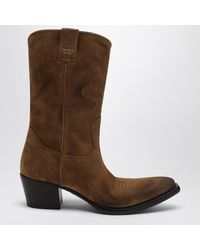 Prada - Tobacco Colored Suede Ankle Boots - Lyst