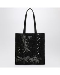 Prada - Medium Re-Nylon Shopping Bag With Embroidery - Lyst