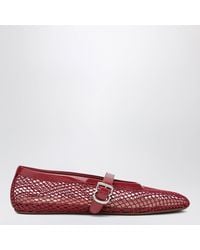 Alaïa - Mesh And Patent Leather Flat Ballet Flats - Lyst