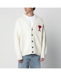 Ami Paris - Ami De Coeur Strickjacke Aus Weißer Wolle - Lyst