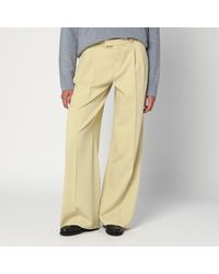 Ami Paris - Wide Lime-Coloured Wool Trousers - Lyst