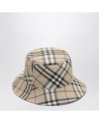 Burberry - Check Motif Bucket Hat With Ekd Embroidery - Lyst