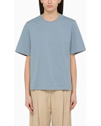 By Malene Birger - Large Round-neck Blue T-shirt In Organic Cotton - Lyst