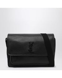 Saint Laurent - Borsa messenger niki in pelle martellata nera - Lyst