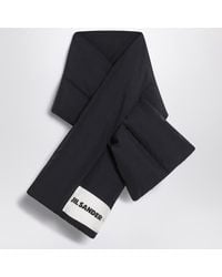 Jil Sander - Sciarpa imbottita nera con logo - Lyst