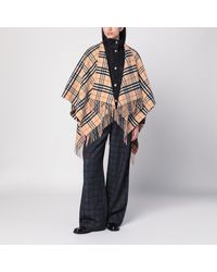 Burberry - Check Pattern Wool And Cashmere Cape - Lyst