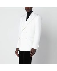 Valentino - Milk-colored Double-breasted Jacket In Wool - Lyst