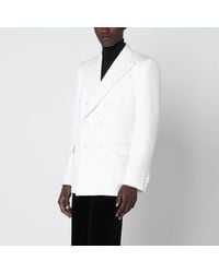 Valentino - Milk-colored Double-breasted Jacket In Wool - Lyst