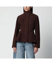 Alaïa - Peplum Suede Jacket - Lyst