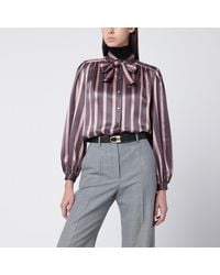 Valentino - Striped Crepe De Chine Shirt - Lyst