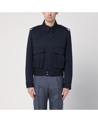 Dries Van Noten - Marineblaue Jacke Aus Wollgabardine - Lyst