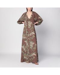 BERNADETTE - Maxi abito georgio con stampa floreale in lino - Lyst