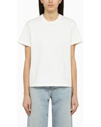 Bottega Veneta - T-shirt girocollo bianca in cotone - Lyst