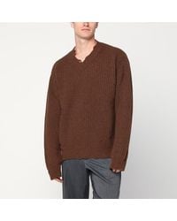 MM6 by Maison Martin Margiela - Distressed Wool-Blend Sweater - Lyst
