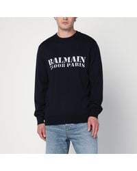 Balmain - Wool Sweater With Logo - Lyst