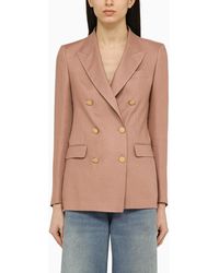 Tagliatore - Brown Linen Double Breasted Jacket - Lyst