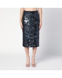 P.A.R.O.S.H. - Dark Grey Midi Skirt With Micro Sequins - Lyst