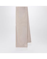 Max Mara - Sand-Colored Cashmere Scarf With Embroidered Logo - Lyst
