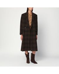 Isabel Marant - Cappotto doppiopetto lexana color kaki a quadri - Lyst