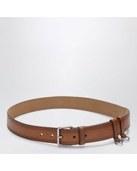 Miu Miu - Calfskin Belt With Contrast Stitching And Hooks, Cognac - Lyst