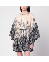 Zimmermann - Mini abito rhiannon crema con stampa fantasia - Lyst