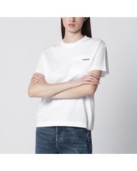 Brunello Cucinelli - Weißes Baumwoll-T-Shirt Mit Shiny Tab - Lyst