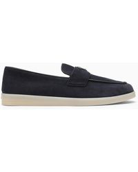 Prada - Suede Loafer With Logo - Lyst