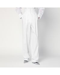 Sportmax - Wide White Cotton Trousers - Lyst
