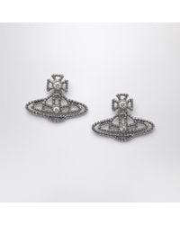 Vivienne Westwood - Boucles D'Oreilles Logo Orb Couleur Platine - Lyst