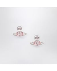 【VIVIENNE WESTWOOD】 BERNARDINA EARRINGS : MILKY PINK CZ Vivienne Westwood Allie Silver-toned Brass And Cubic