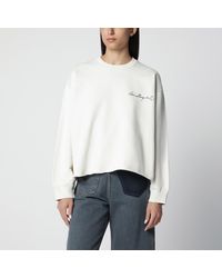 MM6 by Maison Margiela - Écru Fleece Sweatshirt With Logo Print - Lyst